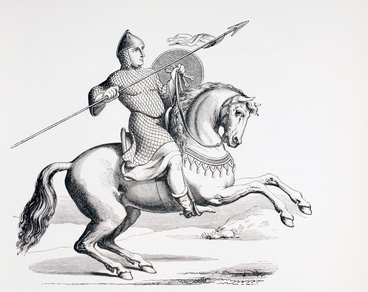 Zincir Posta ve Miğfer giymiş, Mızrak ve Kalkan taşıyan bir Norman Şövalyesi, 1873 by French School