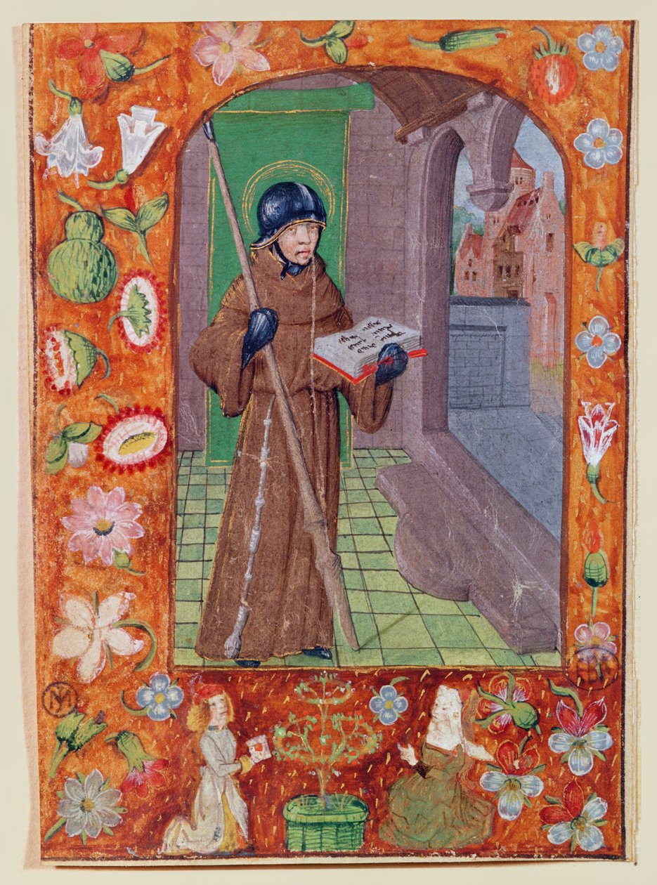 Bir el yazmasından bir sayfa, Warrior Monk by French School