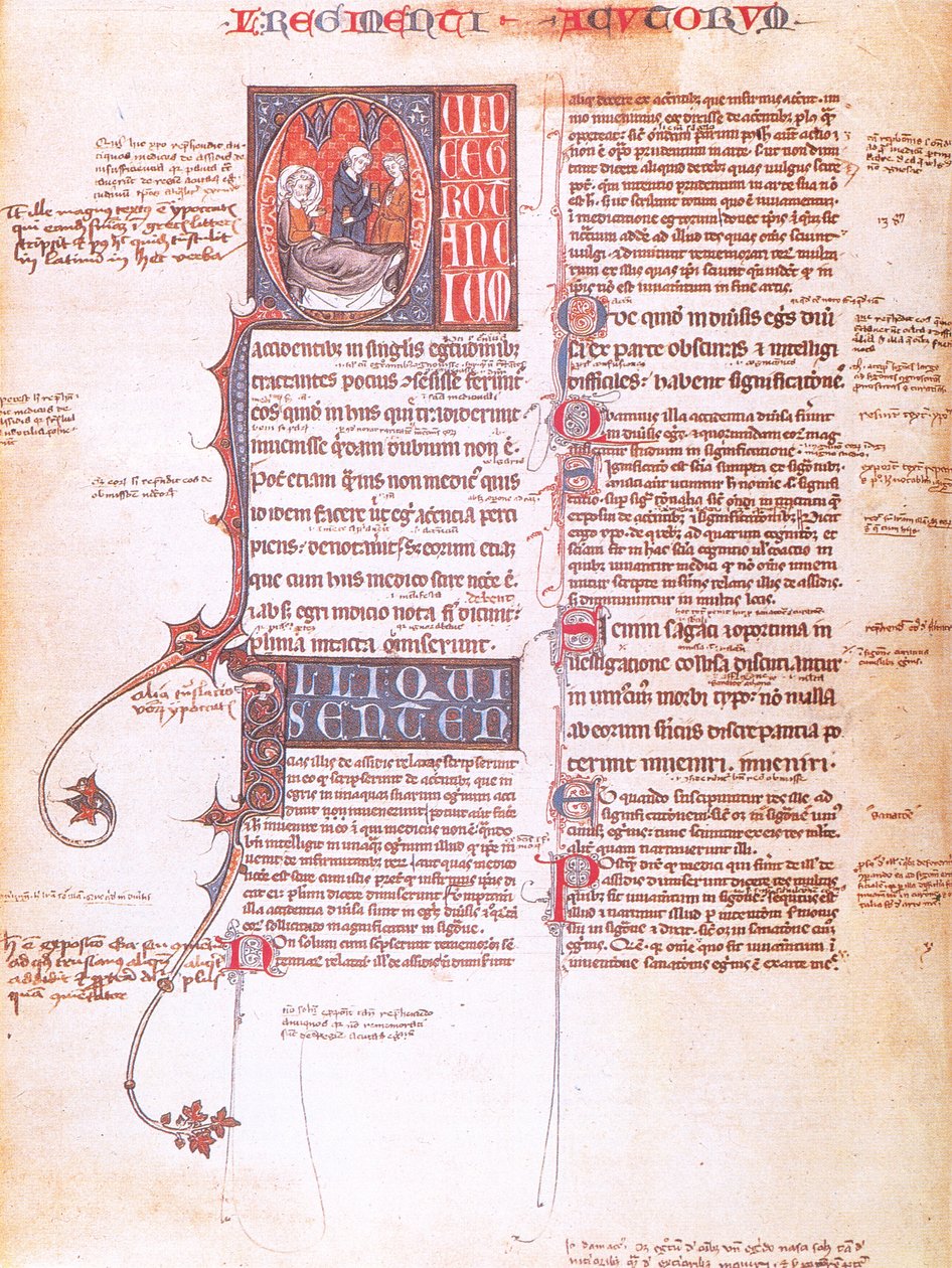 Yatağında bir Hasta, Constantin l'Africain (c.1015-1087) tarafından tercüme edilen Hipokrat'ın 'Aforizmaları'ndan 14. yüzyıl orijinalinin tıpkıbasım baskısı (renkli lito) by French School