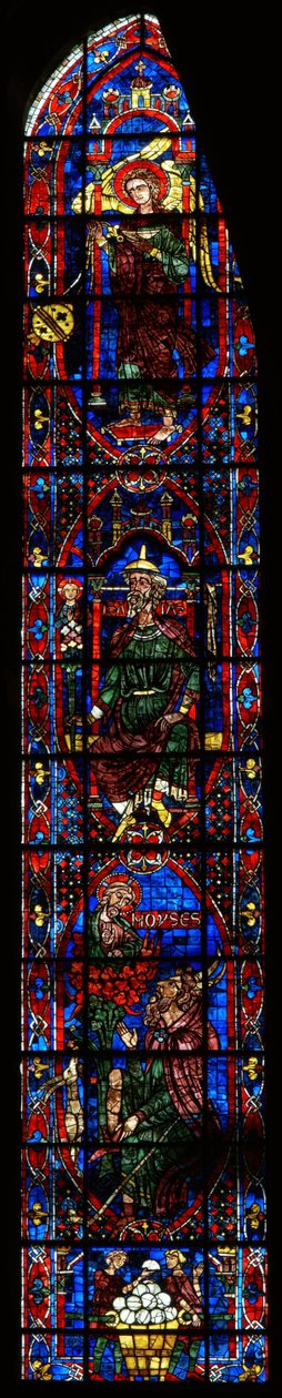 Bir Seraphim, Isaiah, Moses and the Burning Bush ve bağışçı figürleri by French School