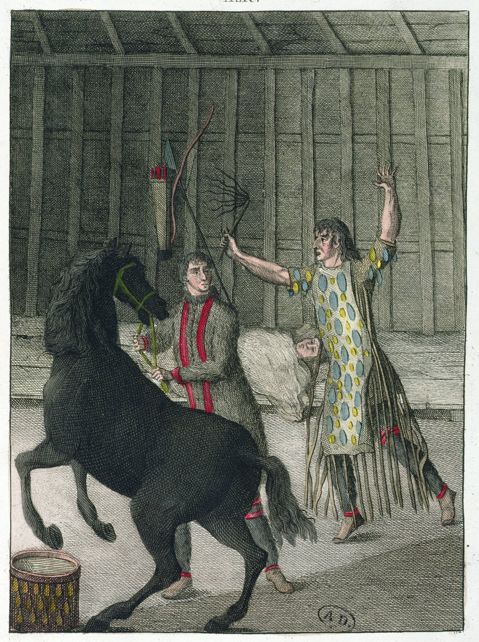 Hasta Bir Kişinin Kötü Ruhlarını Uzaklaştıran Bir Şaman, Sibirya, c.1811 by French School