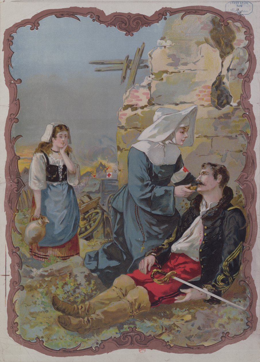 1870 Savaşında Yaralı Bir Askere Yardım Eden Bir Kız Kardeş, 1895 by French School