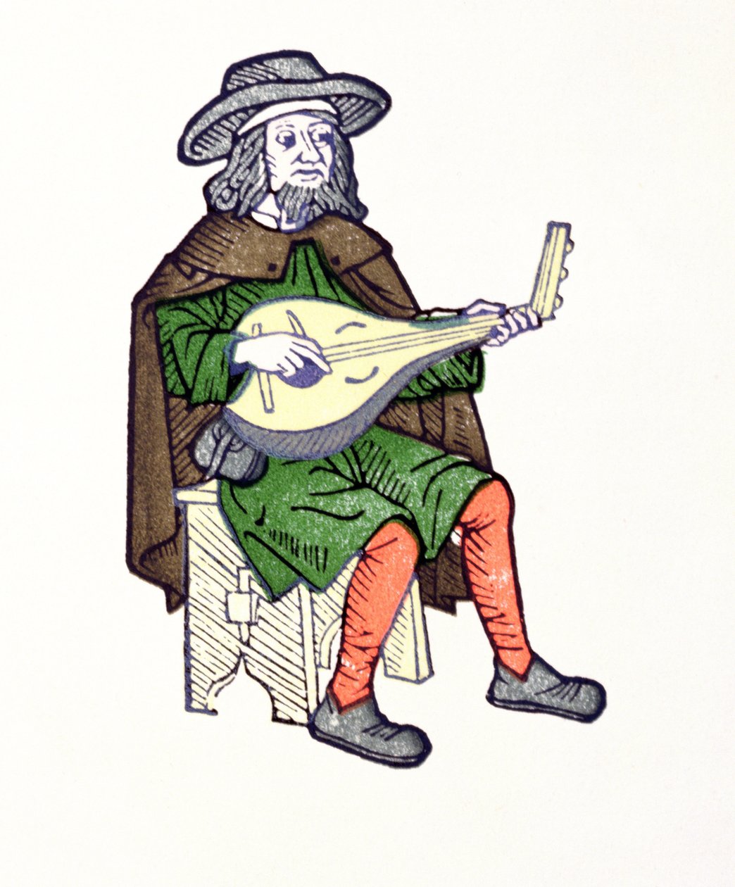 13. yüzyılın başlarından itibaren ud çalan bir Troubadour, şarkı söylemeye uygun Aucassin et Nicolette by French School