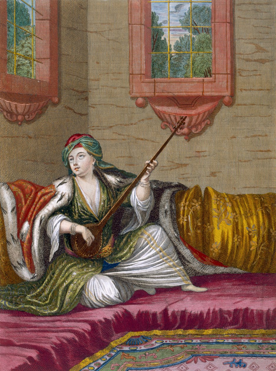 Tehegur çalan bir Türk Kızı, c.1708 by French School