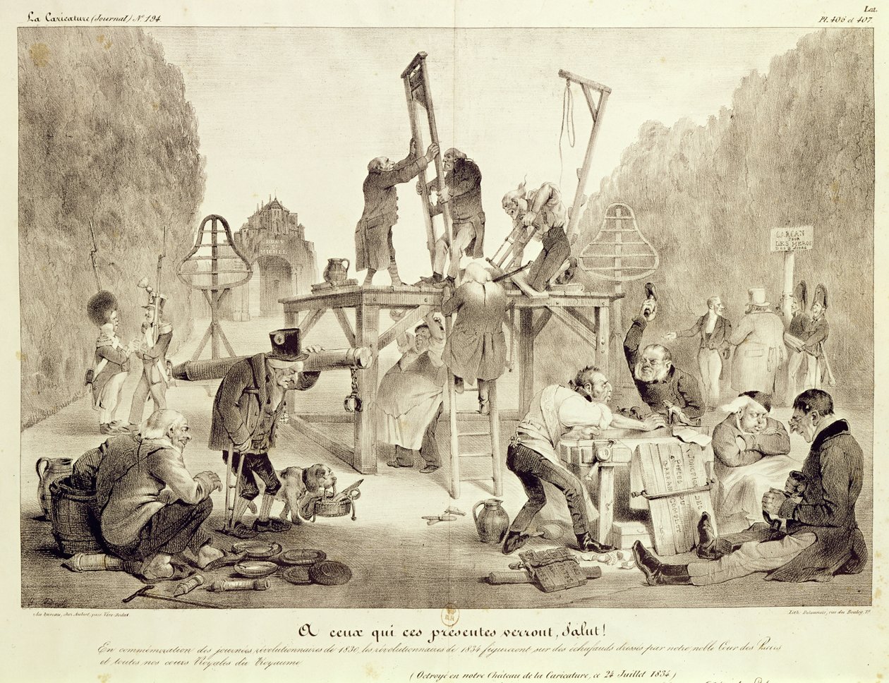 Görecek olanlara merhaba!, levha 406 ve 407, no.194, La Caricature, Delaunois tarafından basılmıştır. by French School