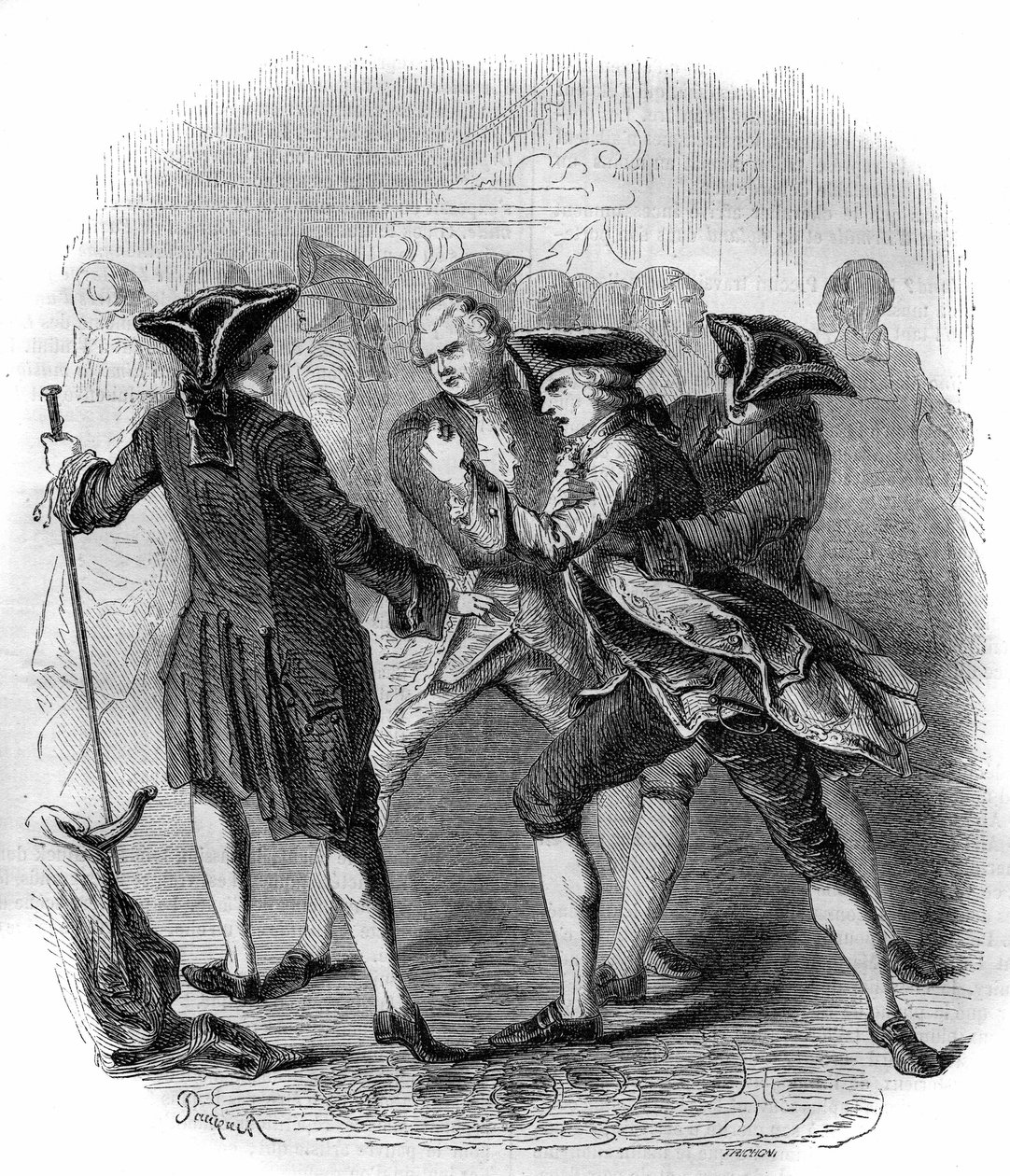 Besteciler Christoph Willibald Gluck ve Niccolo Vito Piccinni arasındaki rekabeti gösteren “” Gluckistes” ve “” Piccinistes””” arasında bir yüzleşme. 1856