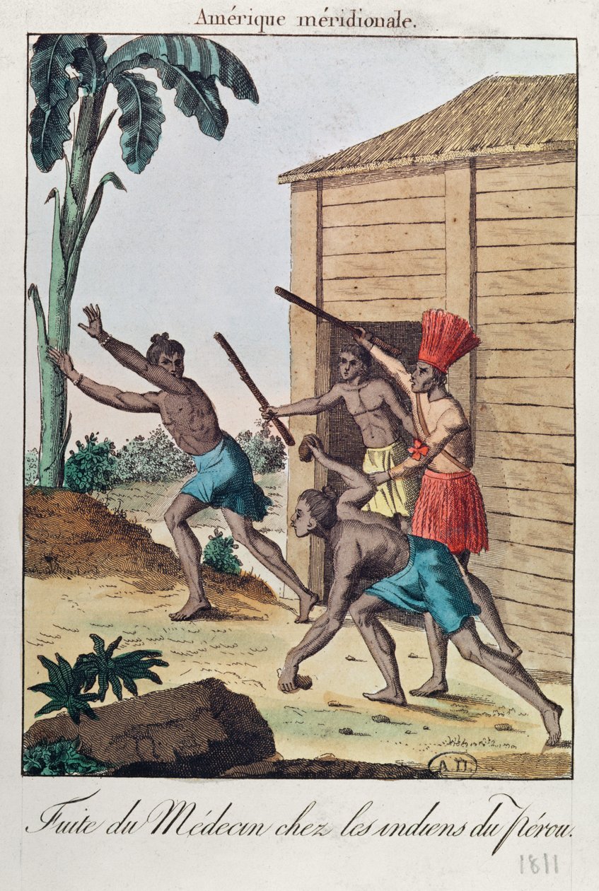 Perulu Kızılderililerden kaçan bir doktor, 1811 by French School