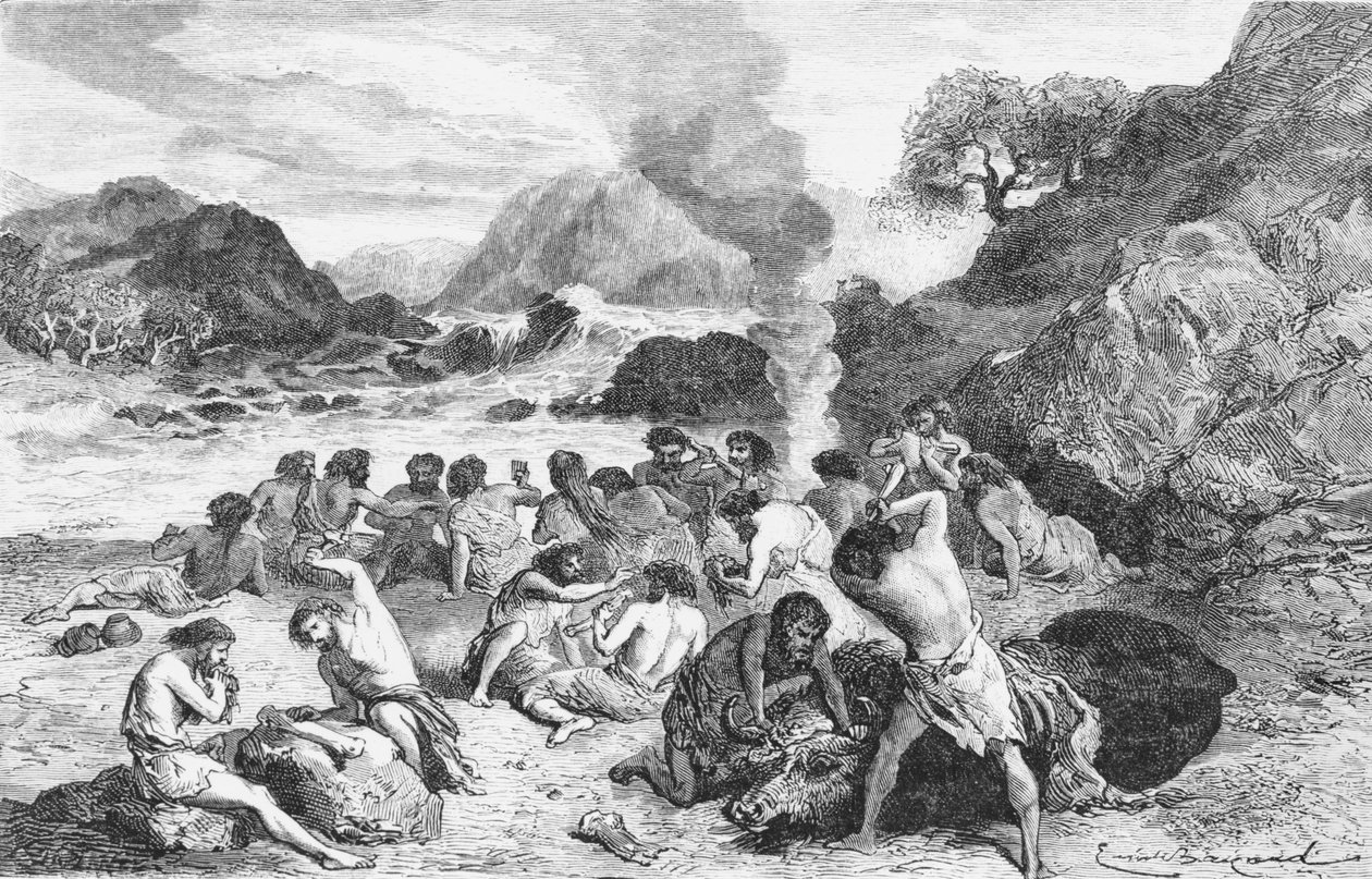 Taş devrinde bir şölen, Louis Figuier tarafından LHomme Primitif