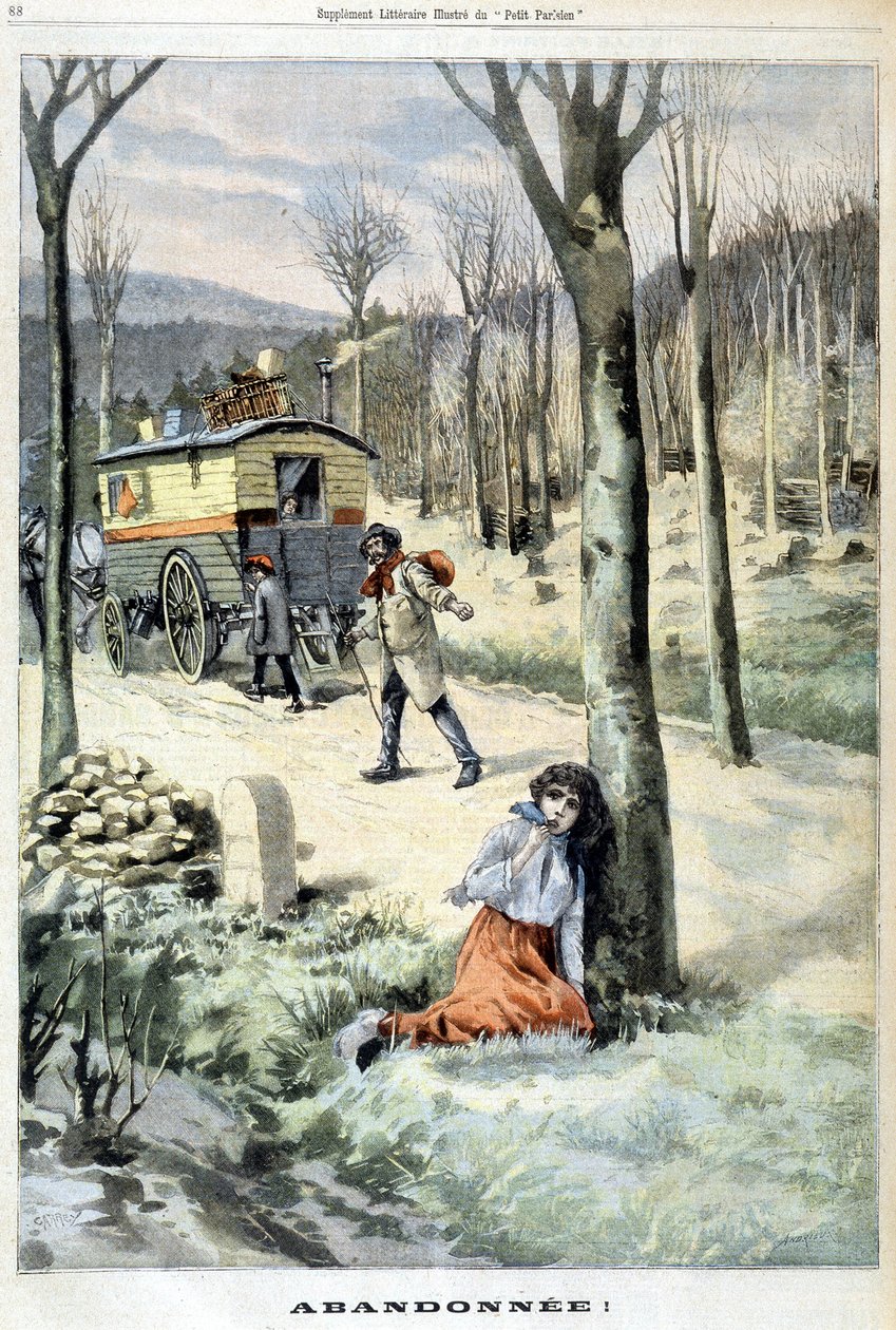 15/03/1903 tarihli “Le Petite Parisien”de ailesi tarafından terk edilmiş bir çingene kızı. by French School
