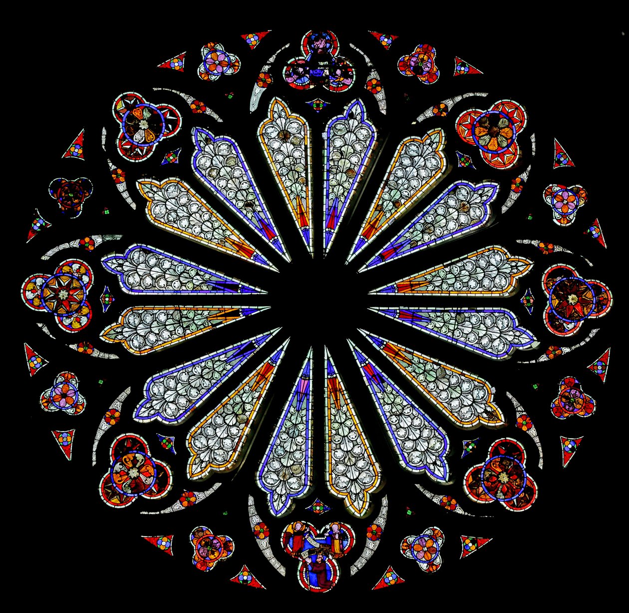 Bazı orijinal camlı 13. yüzyılın sonlarına ait bir gül penceresi (vitray) by French School