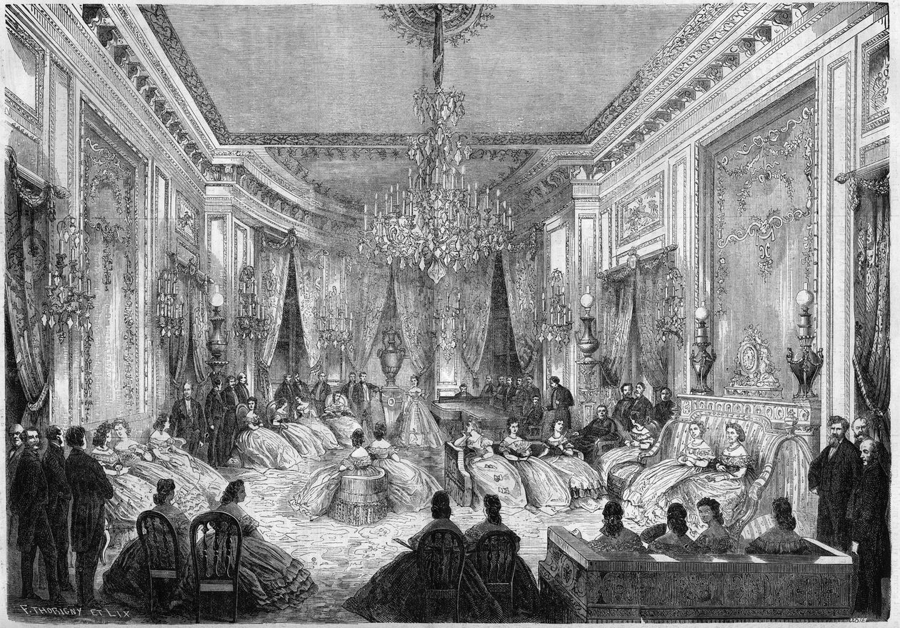 Prenses Mathilde Bonaparte (1820-1904) tarafından düzenlenen müzikli bir akşam by French School