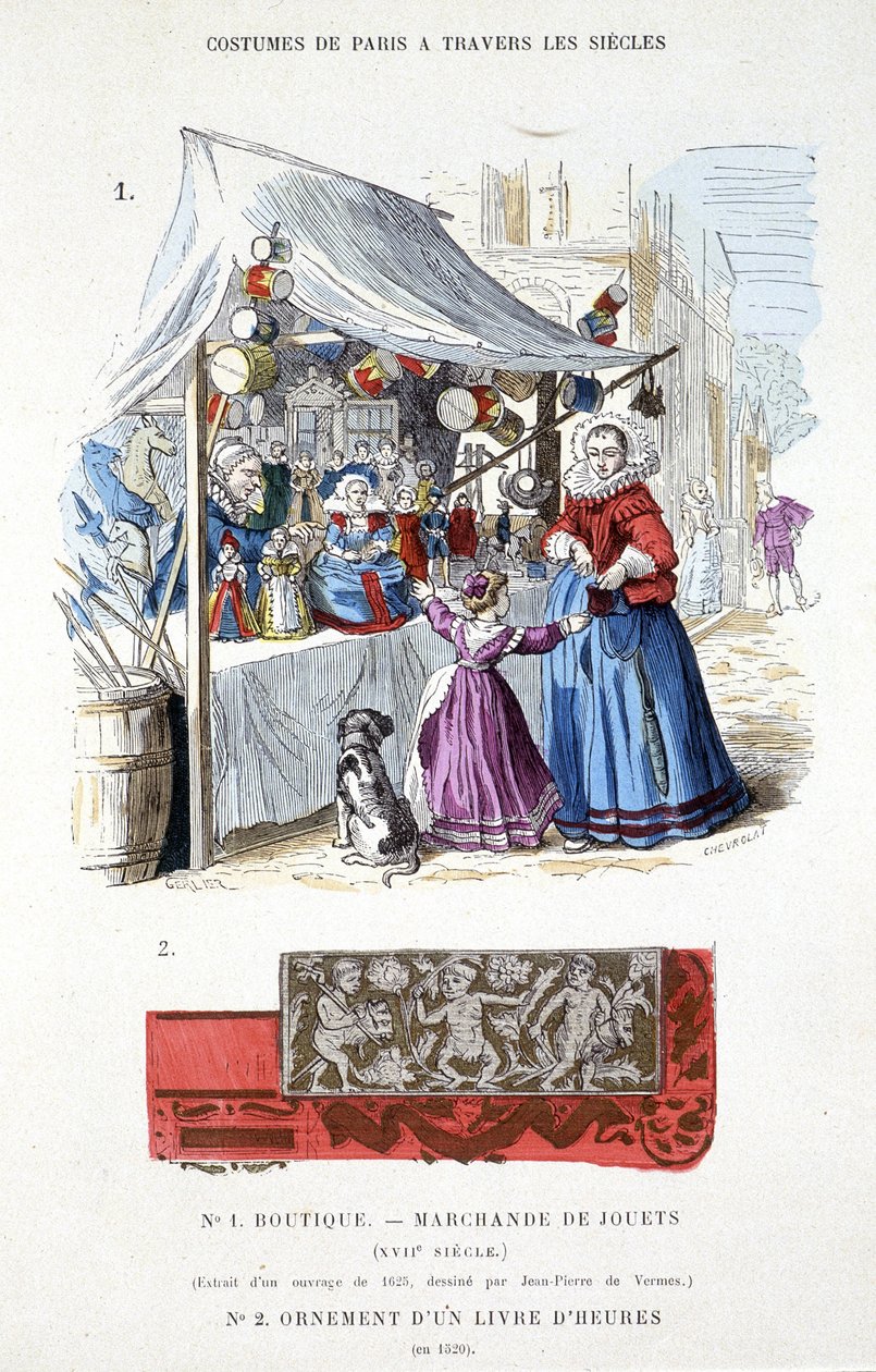 17. yüzyılda bir oyuncak tüccarı - “Yüzyıllar boyunca Paris kostümü”nde” by French School