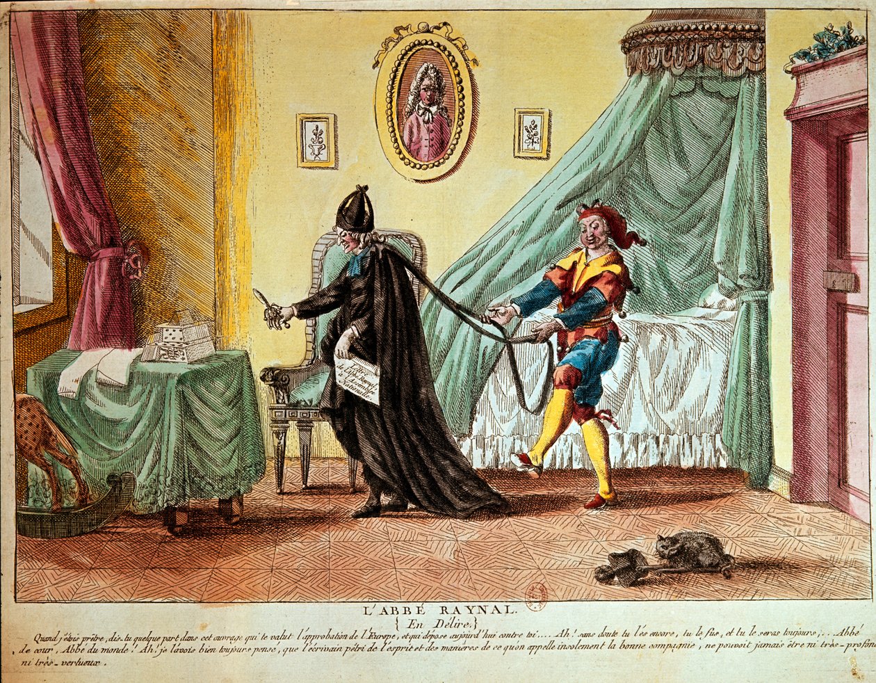 Abbé Raynal bir hezeyan içinde, c.1790 (el boyaması gravür) by French School