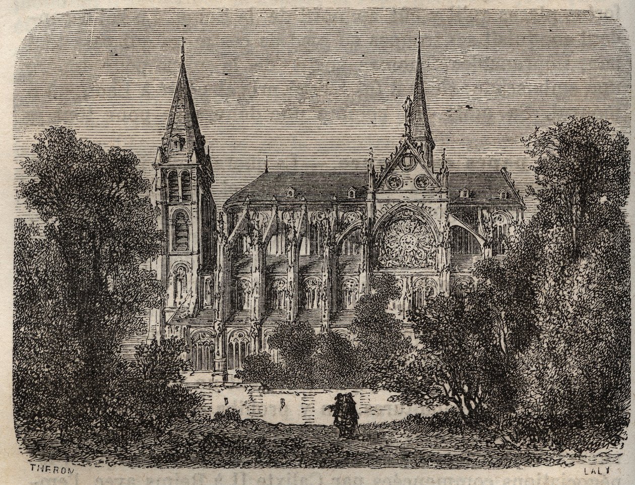 12. yüzyılda kurulan Paris Manastırı Saint-Victor (Aziz Victor) - Victor Duruy (1811-1894) tarafından “Histoire de France”da gravür - 1882 by French School