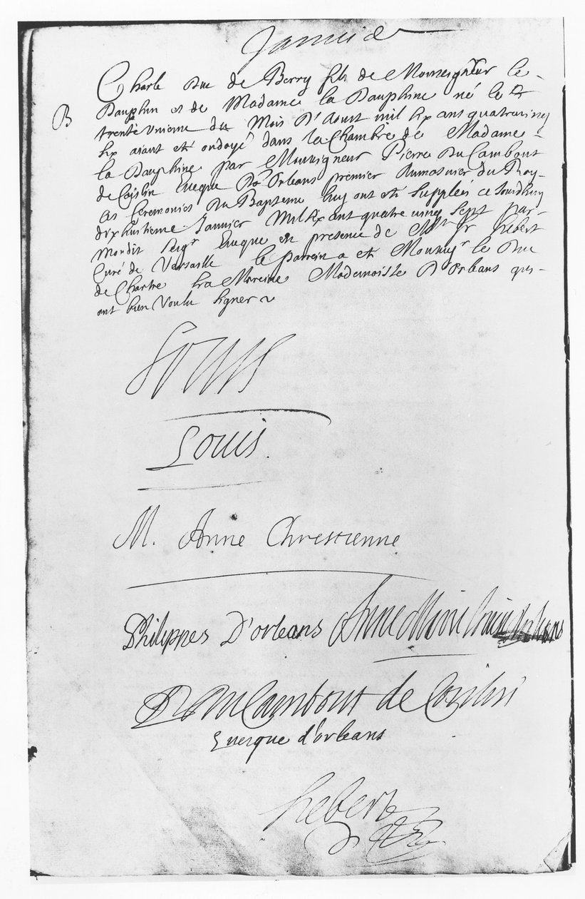 Charles Vaftiz Yasası, Duc de Berry by French School