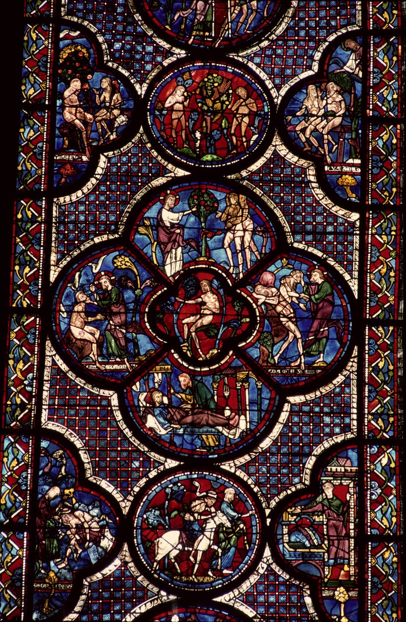 Adem ve Havva penceresi, 13. yüzyıl (detay için bkz. 129046) by French School
