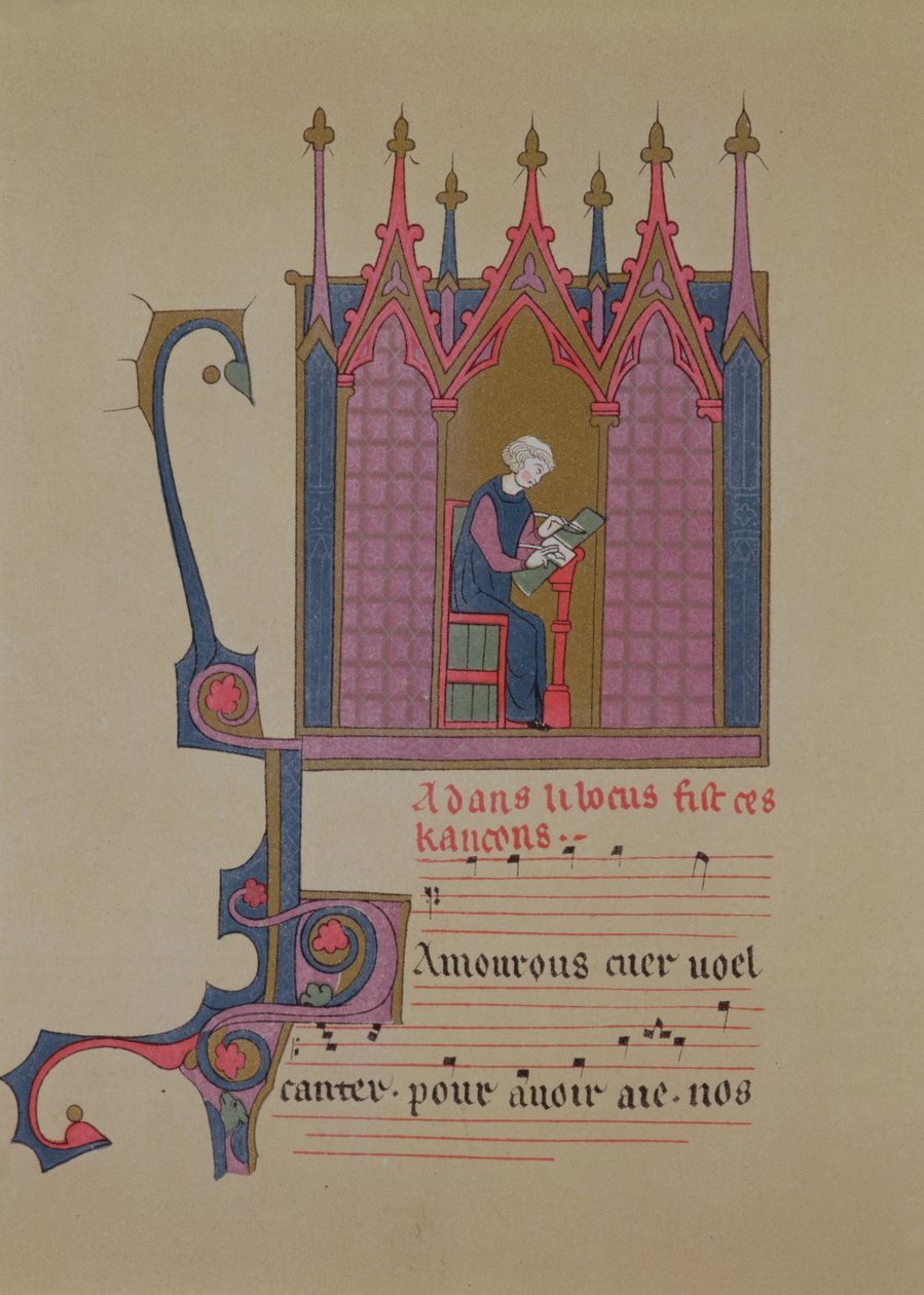Adam de la Halle (124050-12881306), 15. yüzyıla ait bir el yazmasının tıpkıbasımı, 19. yüzyıl by French School