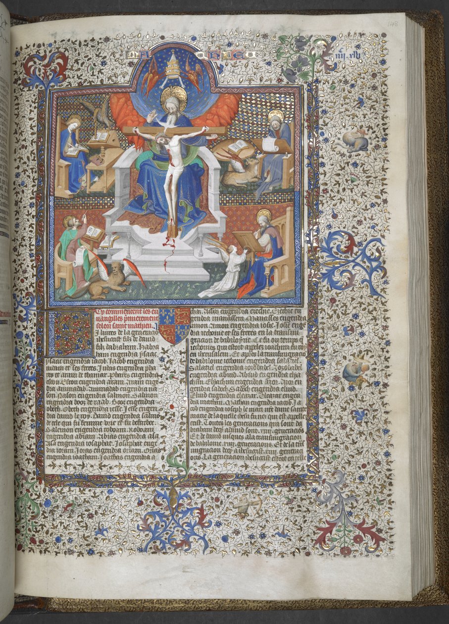 18857, f.148 The Trinity ve dört Evangelist
