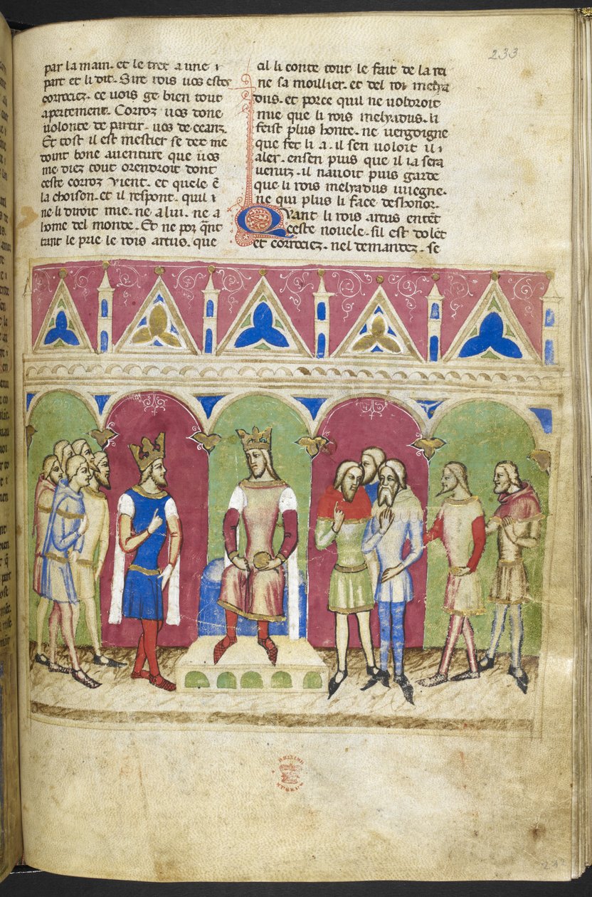 Ekle. MS 12228, f.223, Roman du Roy Meliadus de Leonnoys, c.1352 (parşömen) by French School