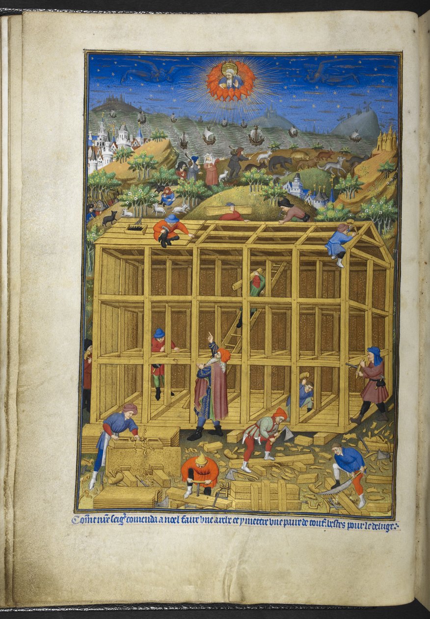 Ekle Ms 18850 f.15v, The Building of Noah