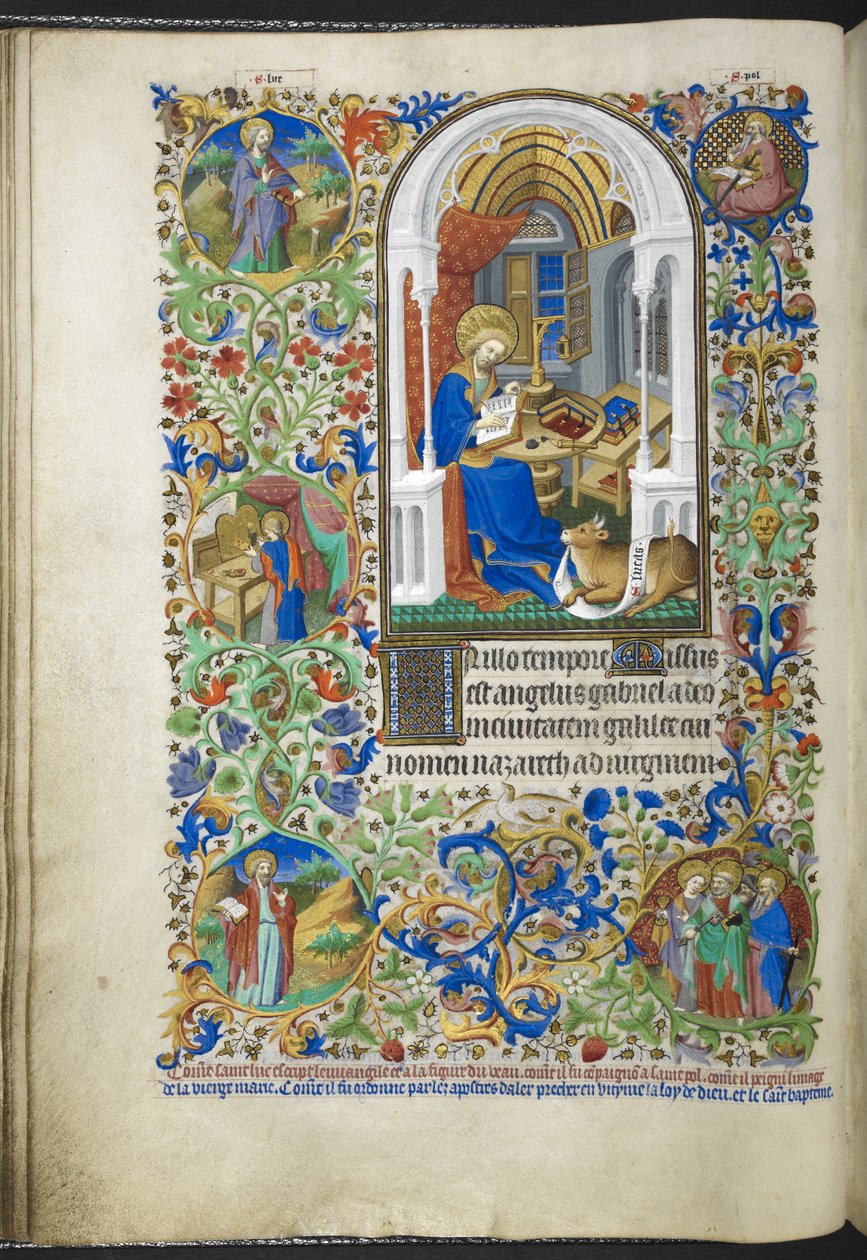 Ms 18850 f.20v Luke the Evangelist, Book of Hours
