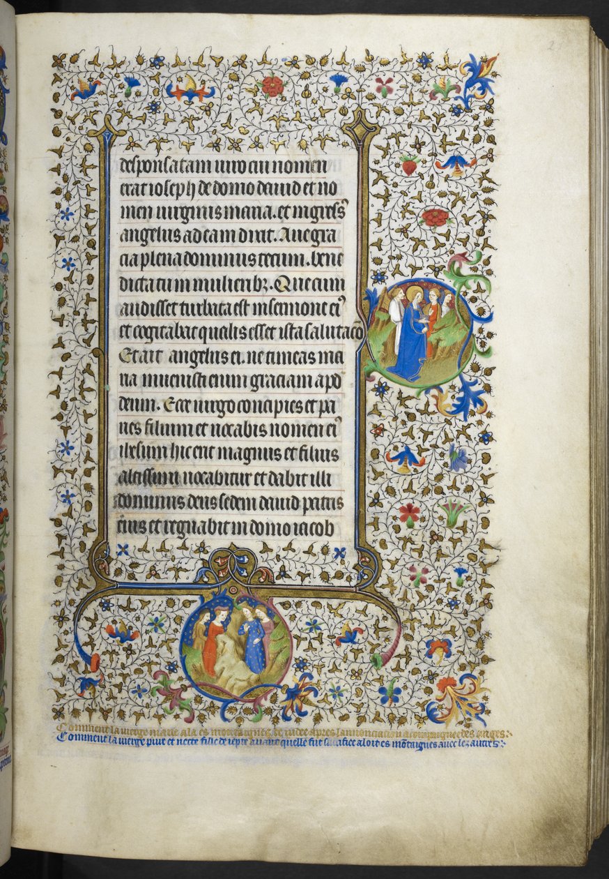 Ms 18850 f.21r Book of Hours (Bedford Hours) c.1410-30 (parşömen üzerine mürekkep, renk ve altın) ekleyin by French School