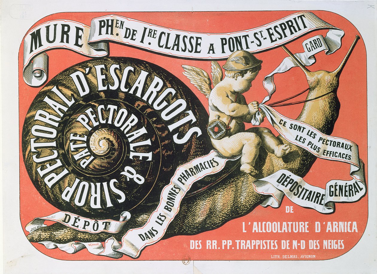 Göğüs Şurubu Sirop Pektoral Descargots, c.1860 için Reklam by French School