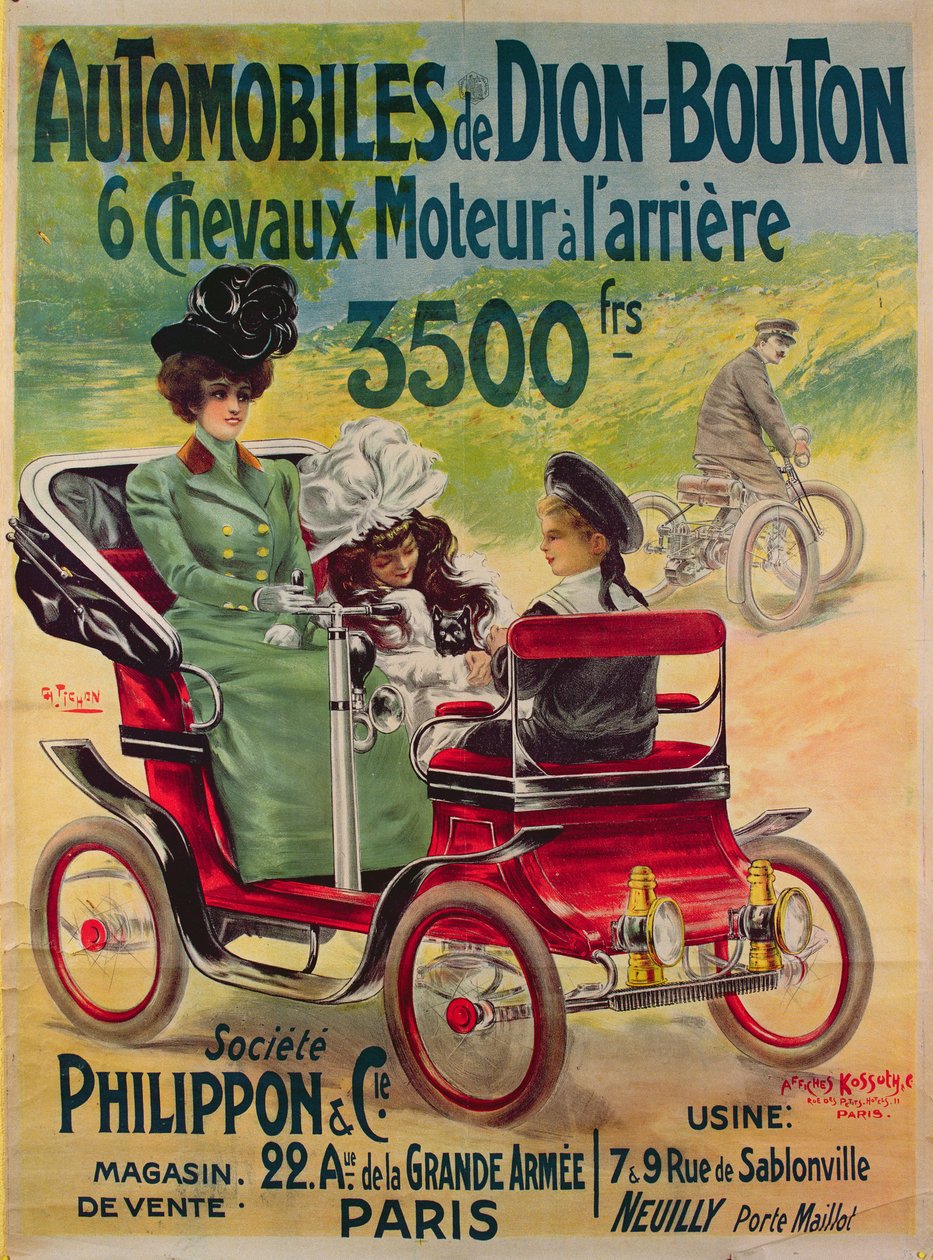 De Dion-Bouton otomobillerinin reklamı, c.1900 by French School