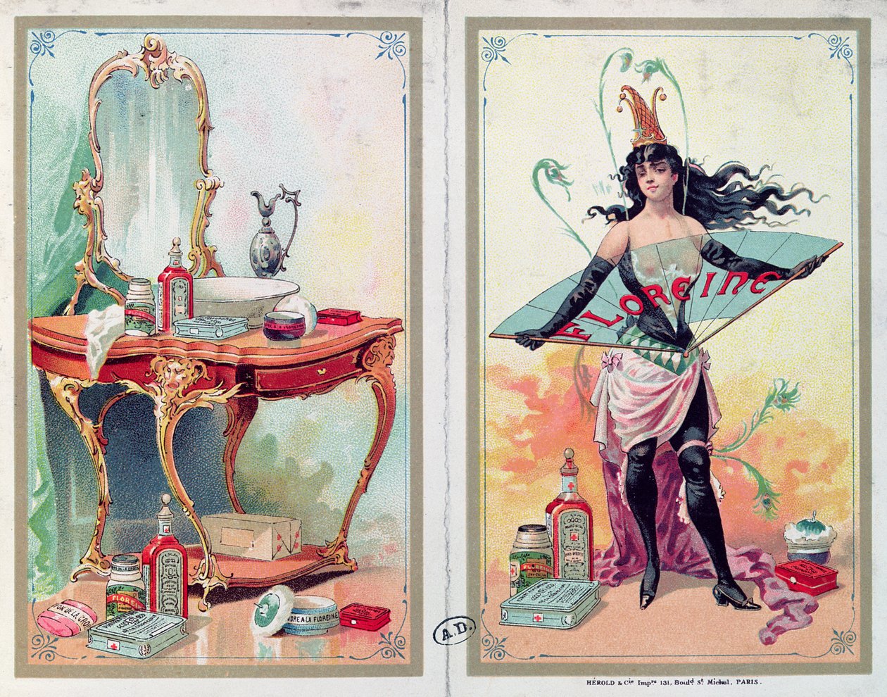 Floreine kozmetik reklamı, c.1900 by French School