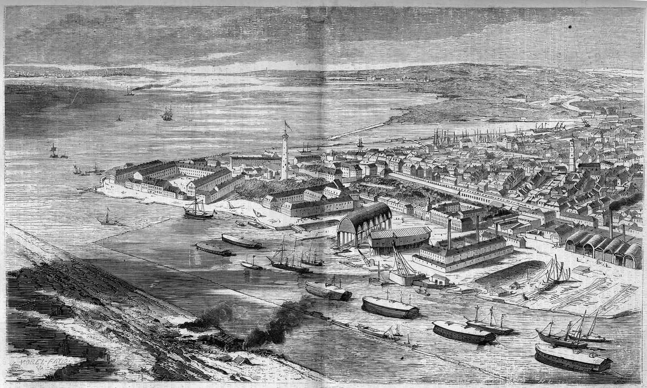 Lorient şehir ve limanının havadan görünümü, Morbihan (56) by French School