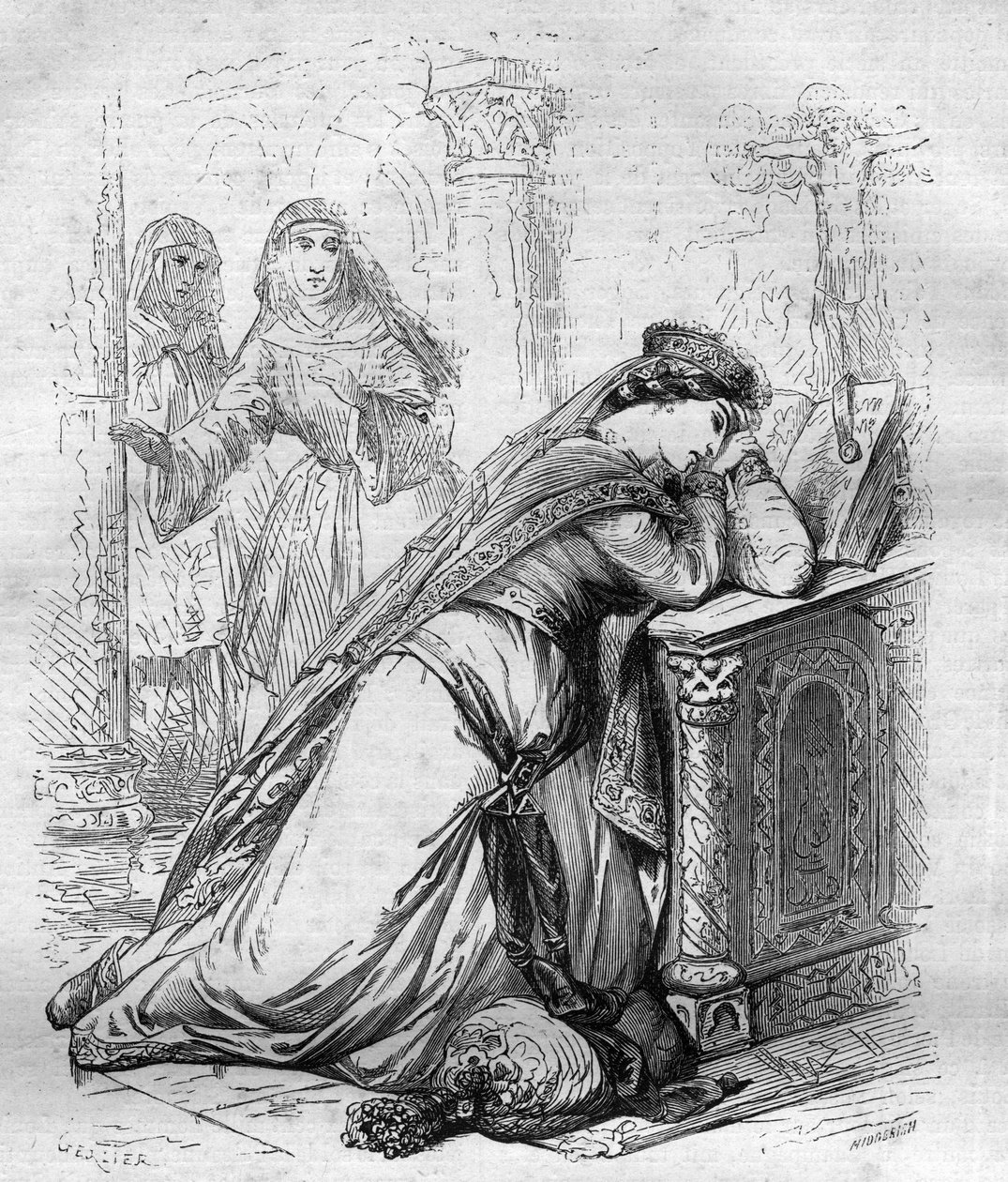 Fransa kraliçesi Agnes de Meranie veya Meran (1172-1201), Kral Philip Augustus tarafından manastıra gönderildi. Maurice Lachatre