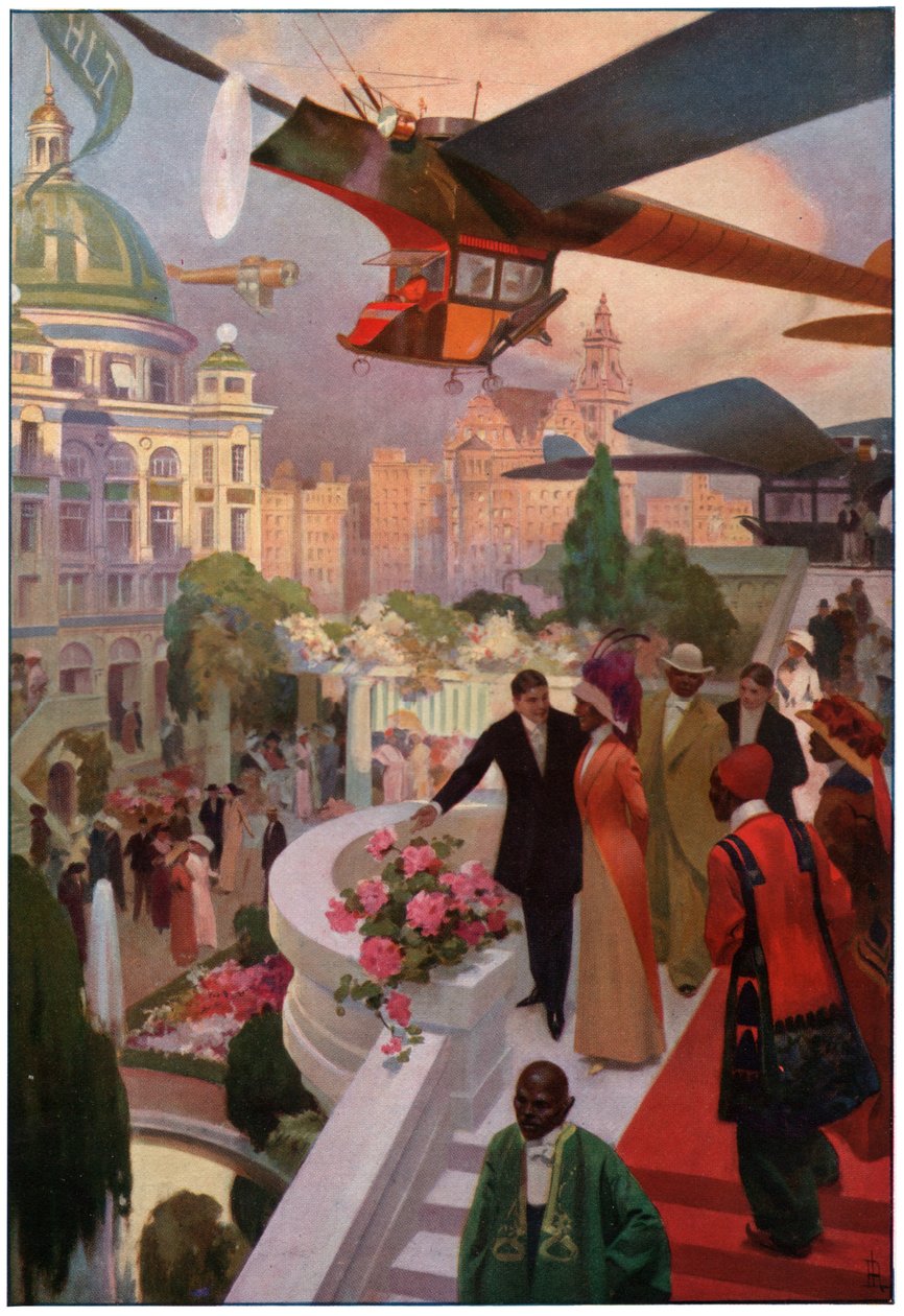 Gelecekteki uçaklar. 1910 dolaylarında (gravür) by French School