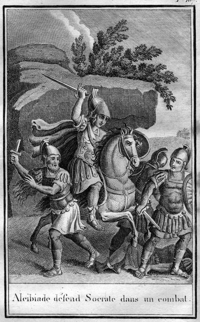 Alcibiades (MÖ 450-404), Atinalı devlet adamı ve strateji bir kavgada Sokrates