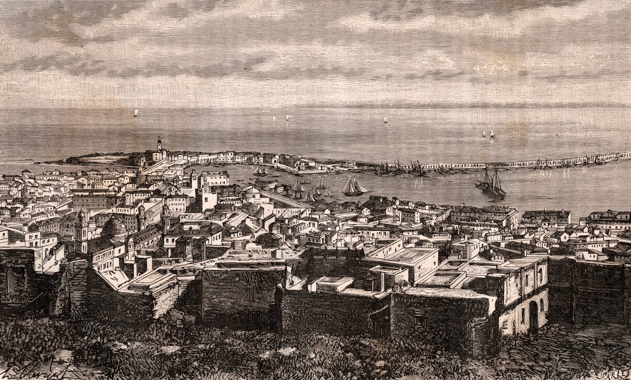 Cezayir - Cezayir - Cezayir - VA Malt-Brown'ın “La France illustree: coğrafya, tarih, yönetim istatistikleri” adlı gravürü. 1884 by French School