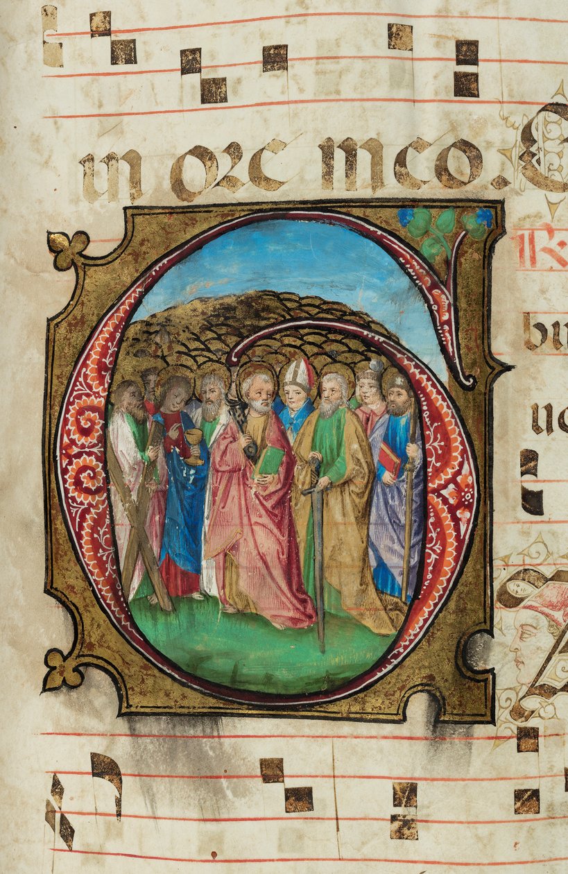 All Saints, Kademeli, f.85 (mürekkep, tempera ve parşömen üzerine altın varak) by French School