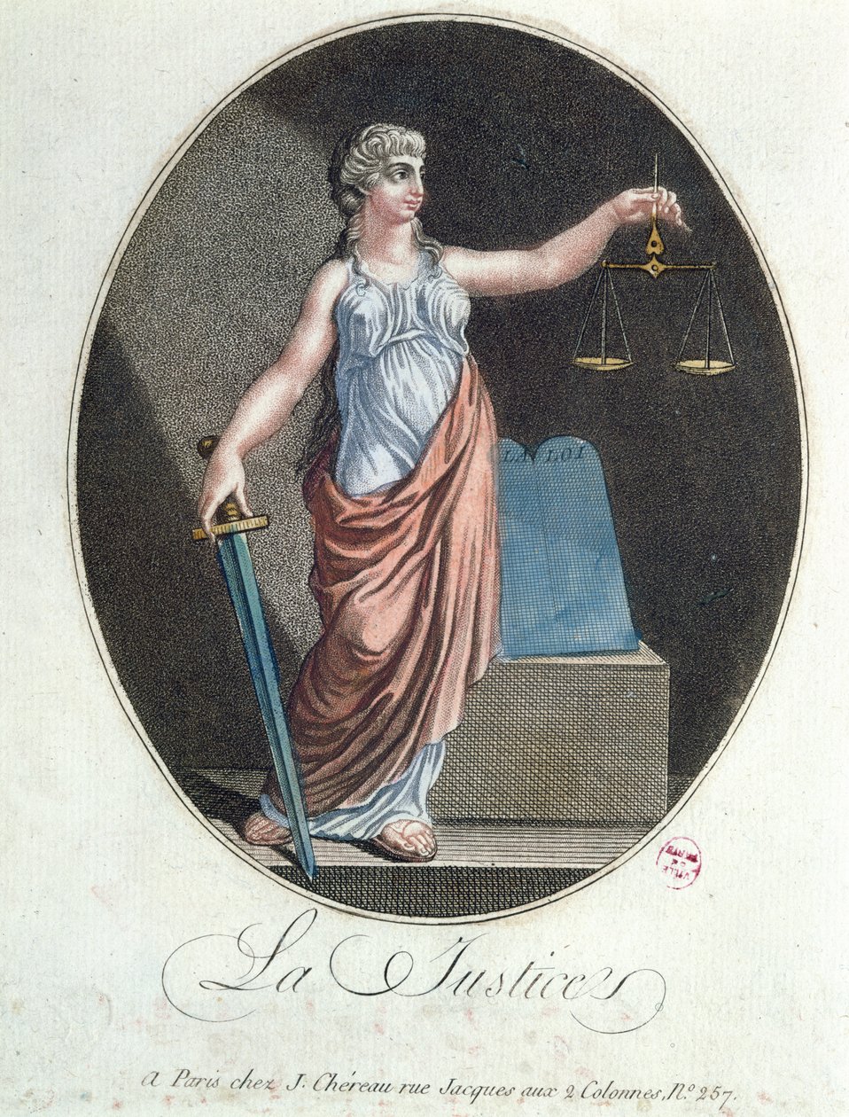 Adalet Alegorisi, J. Chereau tarafından yayınlandı, Paris, 1792 by French School