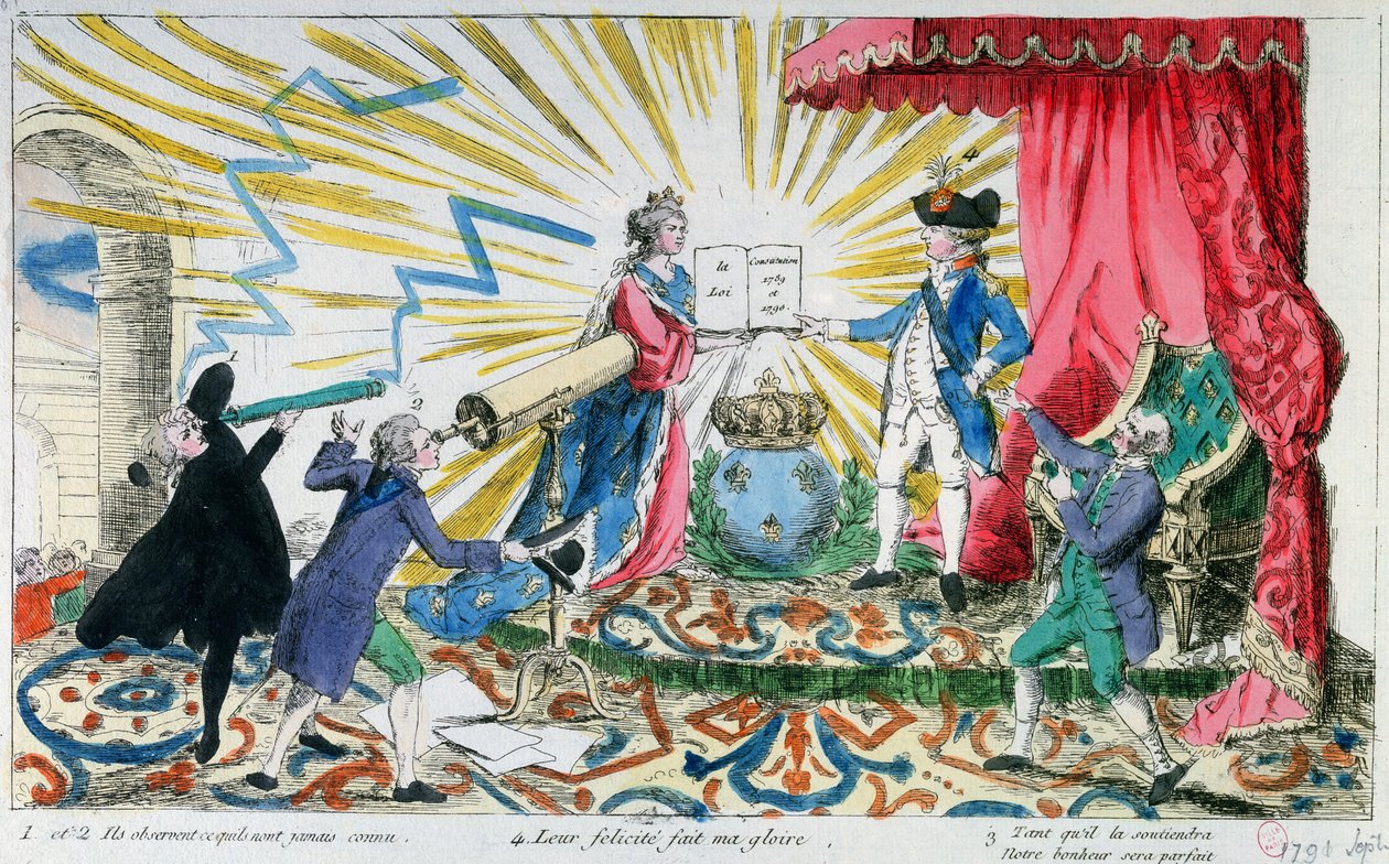 Kral Louis XVI (1754-93), 1791 tarafından Anayasanın Kabulü Alegorisi by French School
