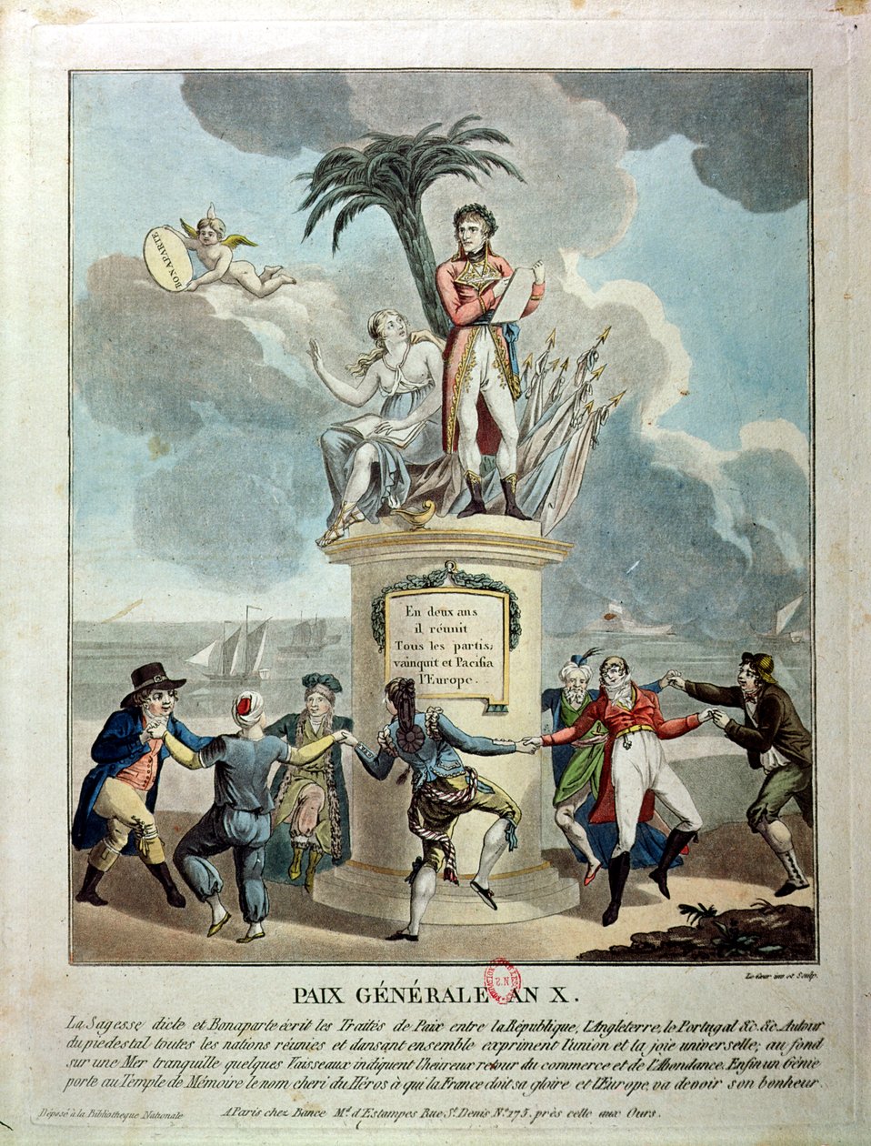 Amiens Barışı Alegorisi, 1802 (renkli gravür) by French School