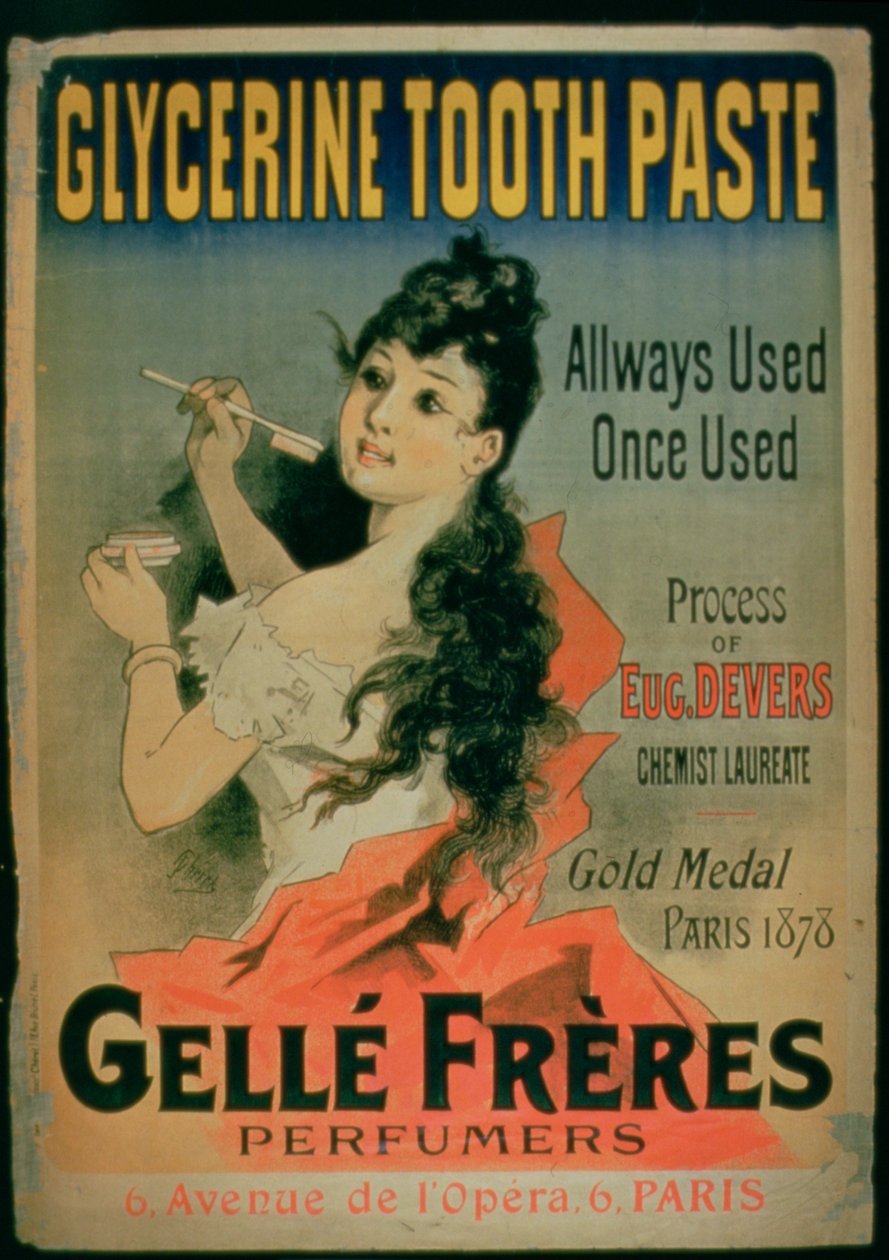Her Zaman Kullanılır, Bir Kez Kullanılır, afiş reklamı Gliserin Diş Macunu Gelle Freres tarafından, Paris, 1878 by French School
