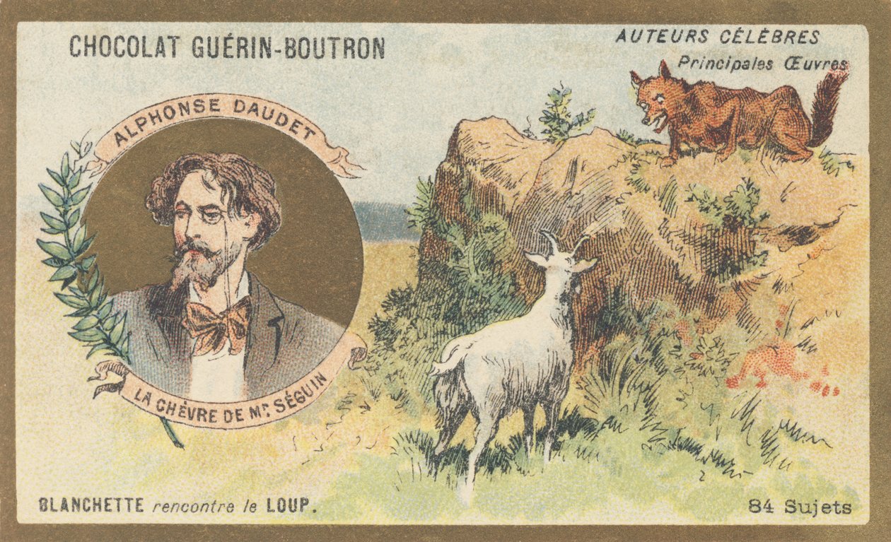 Alphonse Daudet (1840-1897), Fransız yazar ve oyun yazarı, “La chevre de Monsieur Seguin”in yazarı, “Lettres de mon moulin”in kısa öykülerinden biri by French School