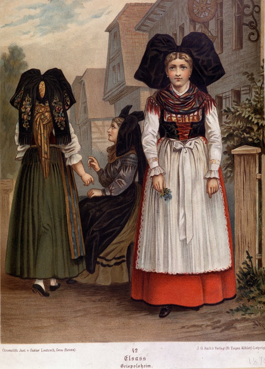 Bölgesel kostümlü Alsaslılar by French School