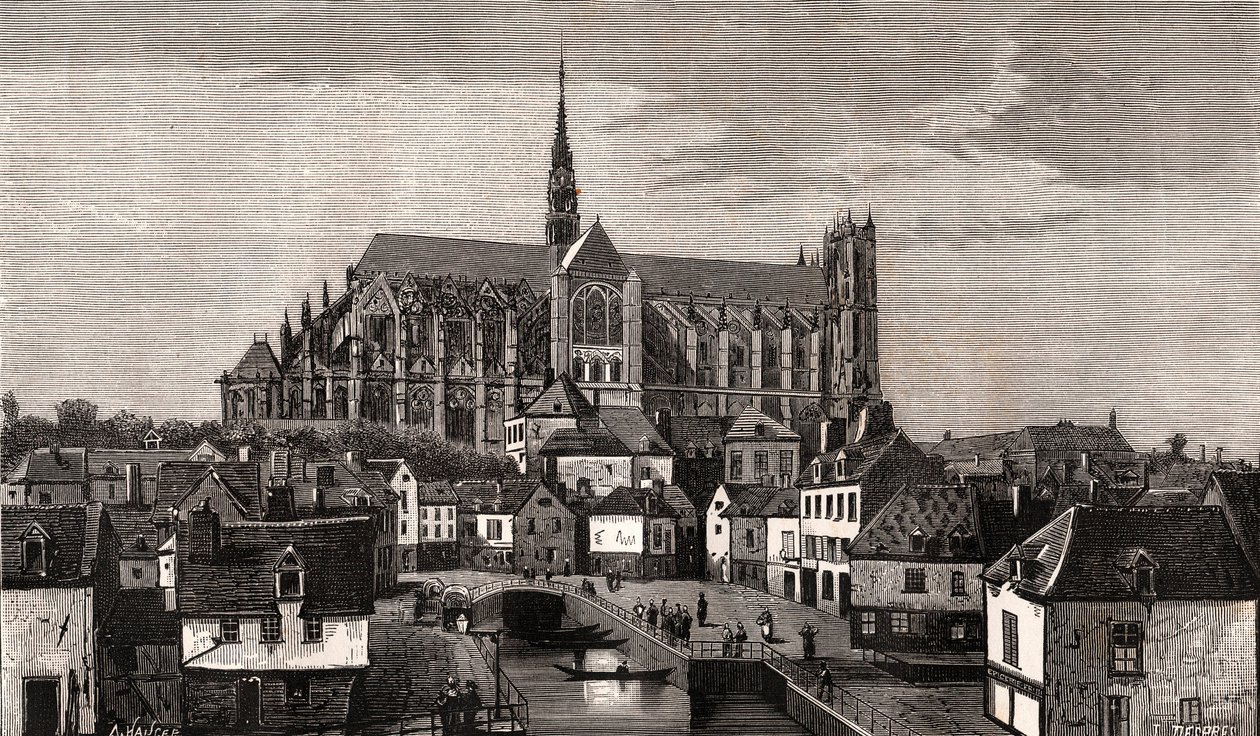 Amiens - Nord-Pas-de-Calais-Picardie - VA Malt-Brown tarafından “La France illustrée: coğrafya, tarih, istatistiksel yönetim” de gravür. 1884 by French School