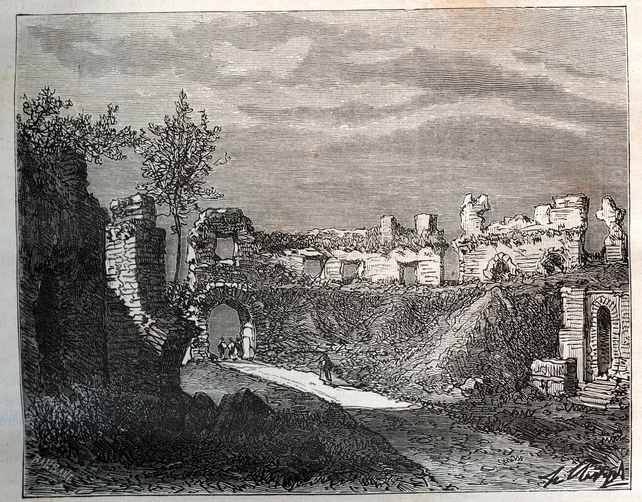 Fréjus Amfitiyatrosu - V.A. Malt-Brown tarafından “La France illustrée: coğrafya, tarih, istatistiksel yönetim” de gravür. 1884 by French School