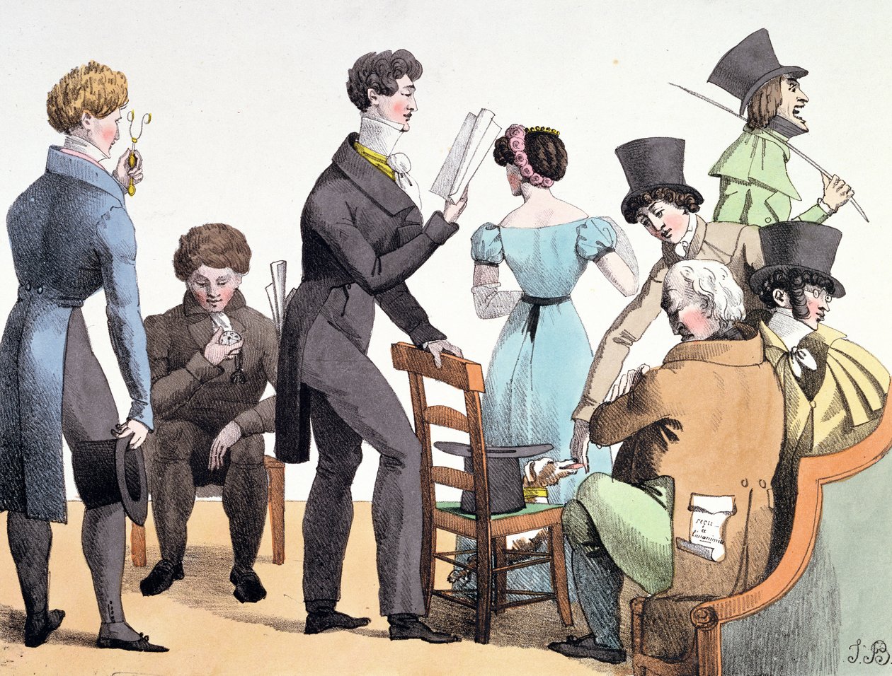 Çalışmasını Seçilmiş Bir Gruba Okuyan Bir Yazar, Mart 1821 by French School