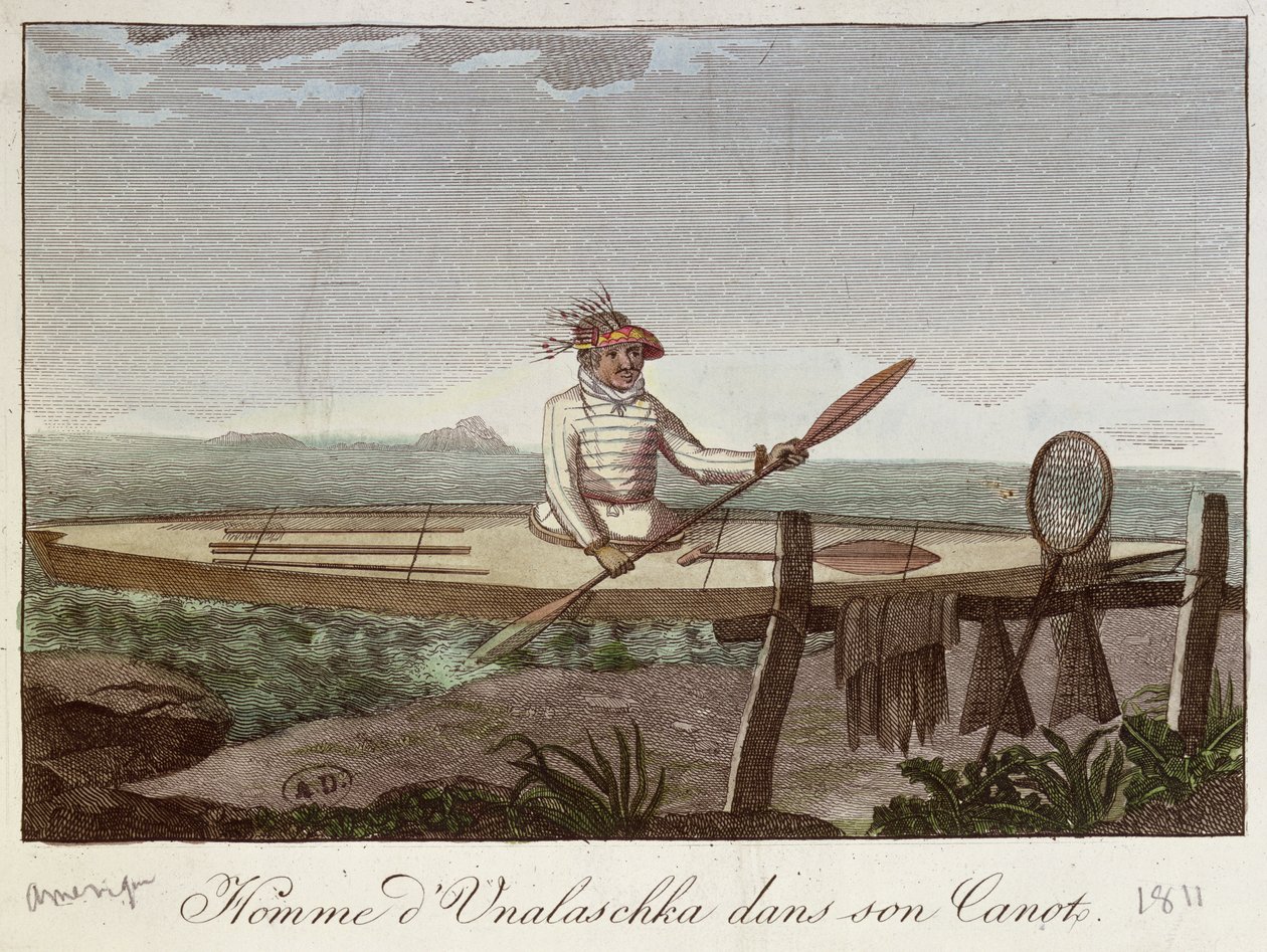 Kanosunda Unalaska Adası Sakini, 1811 by French School