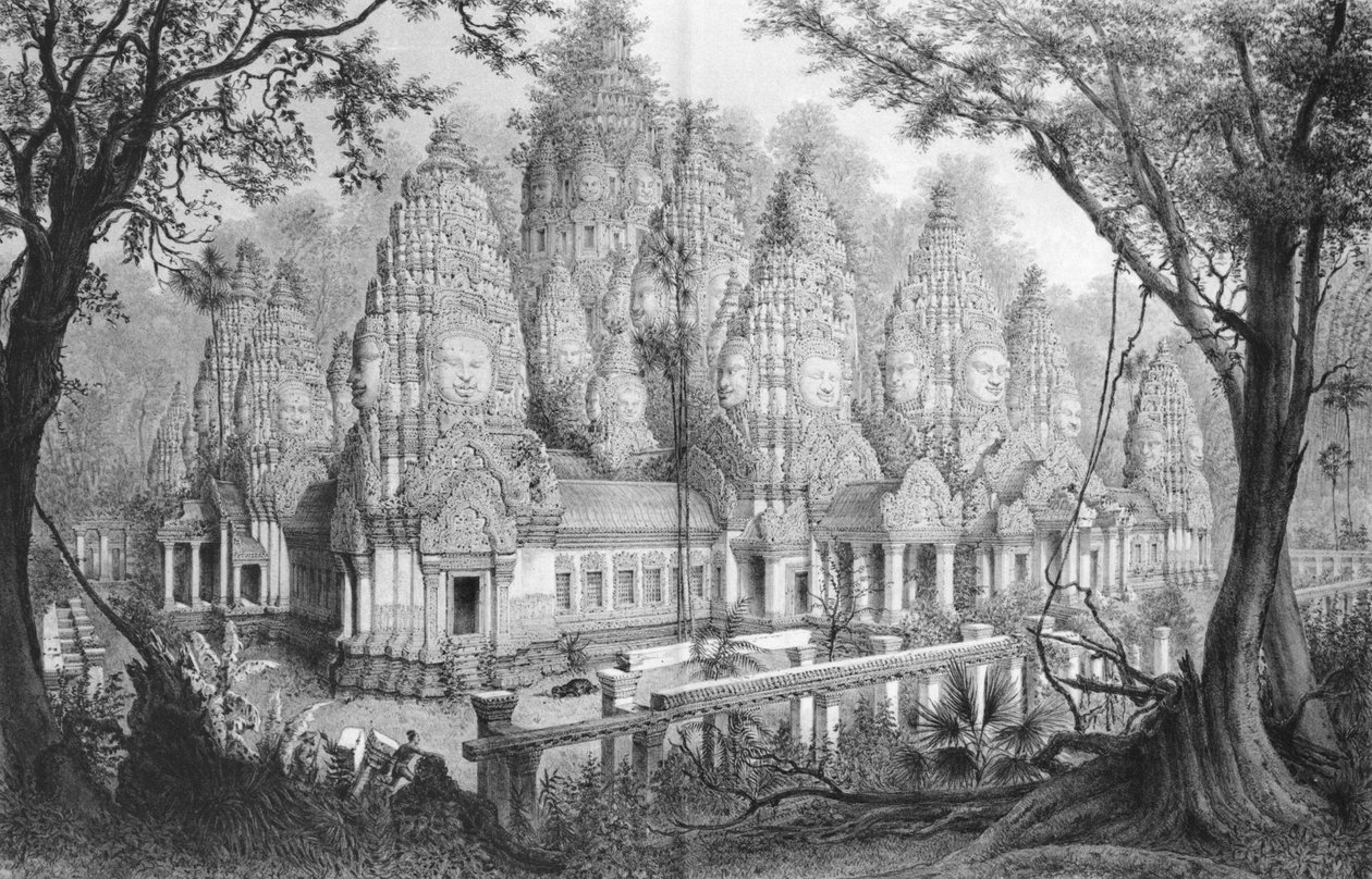 Angkor, Baion Harabeleri, Atlas du voyage deexploration en Çinhindi, 1866-68, Doudart de Lagree tarafından, 1873, Paris, Hachette yayınlandı by French School