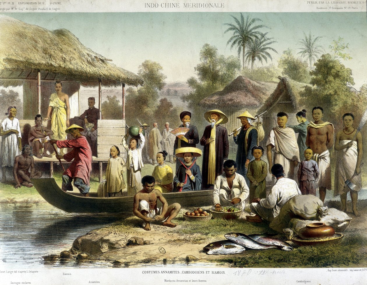 Annamite, Kamboçya ve Siyam kostümleri, v.1870 by French School