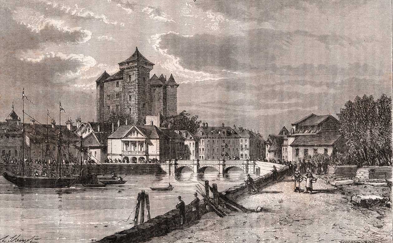 Annecy - Auvergne-Rhone-Alpes - V.A. Malt-Brown tarafından “La France illustrée: coğrafya, tarih, istatistiksel yönetim” de gravür. 1884 by French School