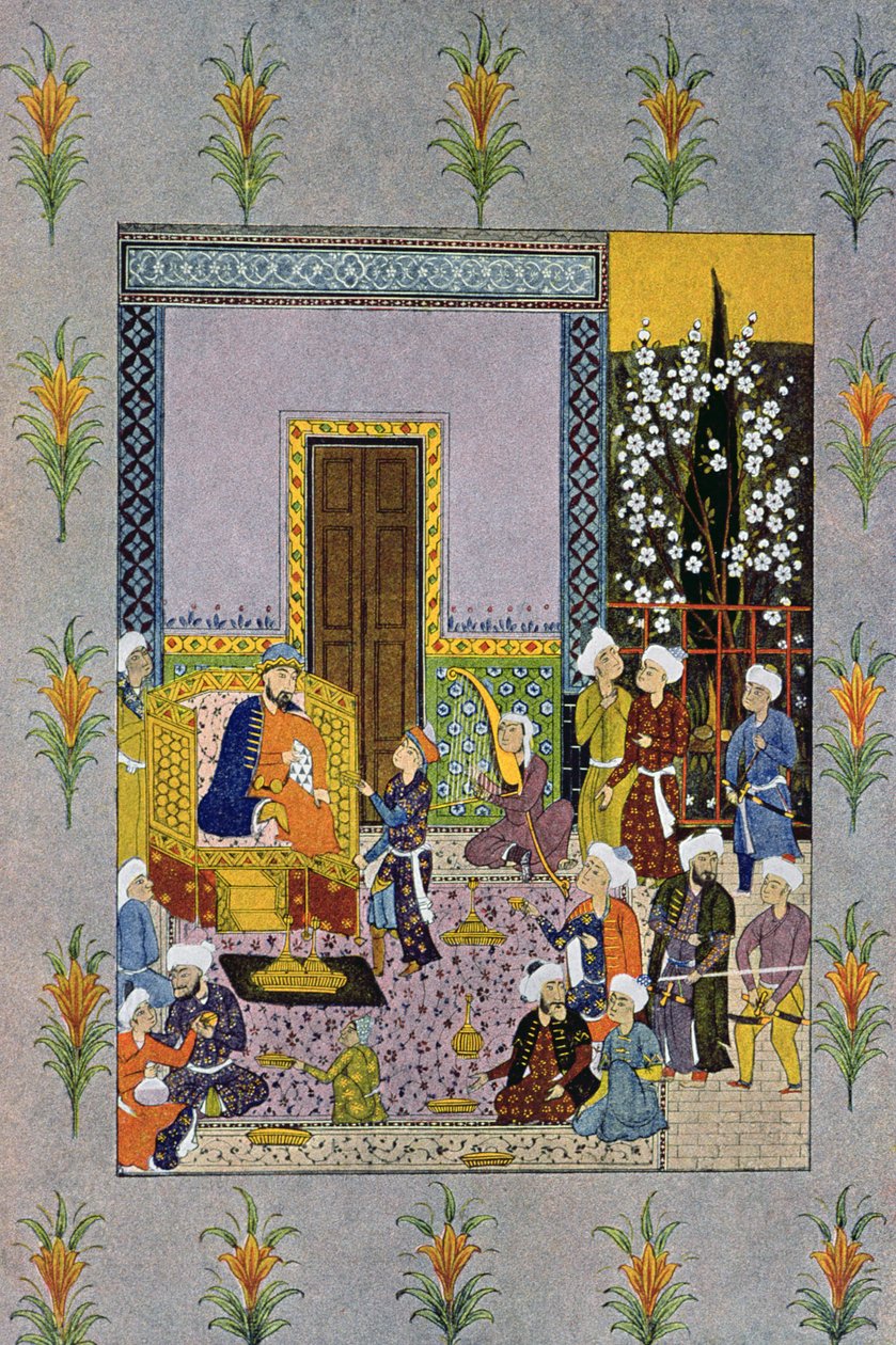 Başka Bir Büyüleyici Seans, Binbir Gece Masallarından bir örnek, 1895 (renkli gravür) by French School
