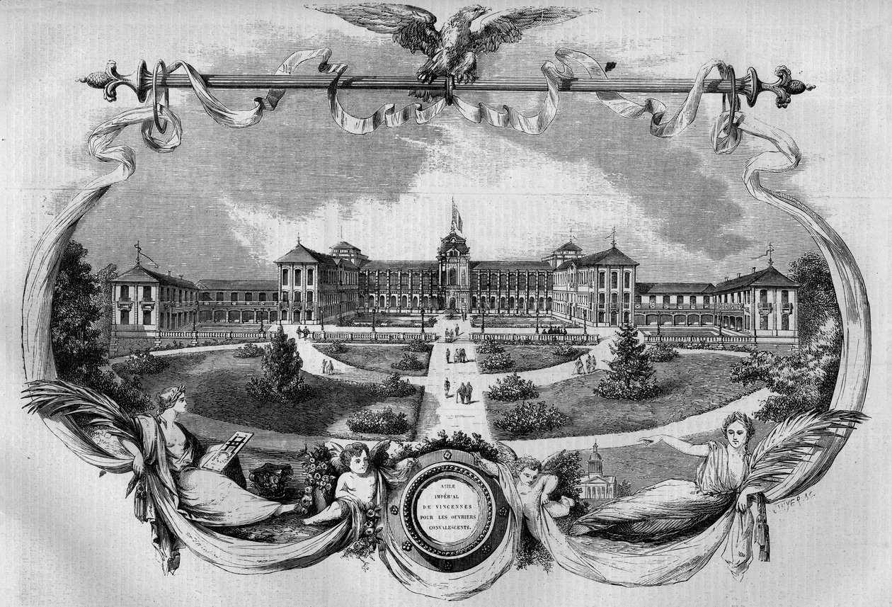Mimari: Nekahat dönemindeki işçiler için “Vincennes İmparatorluk İlticası” olarak bilinen hastanenin cephesi 1857